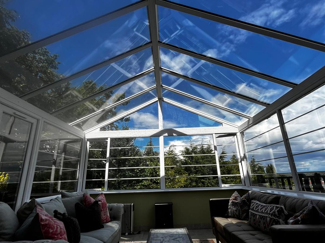 Conservatory roof glass after ProGleam conservatory cleaning