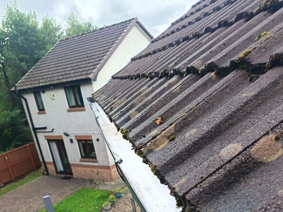 Cleared roof gutter after ProGleam gutter cleaning